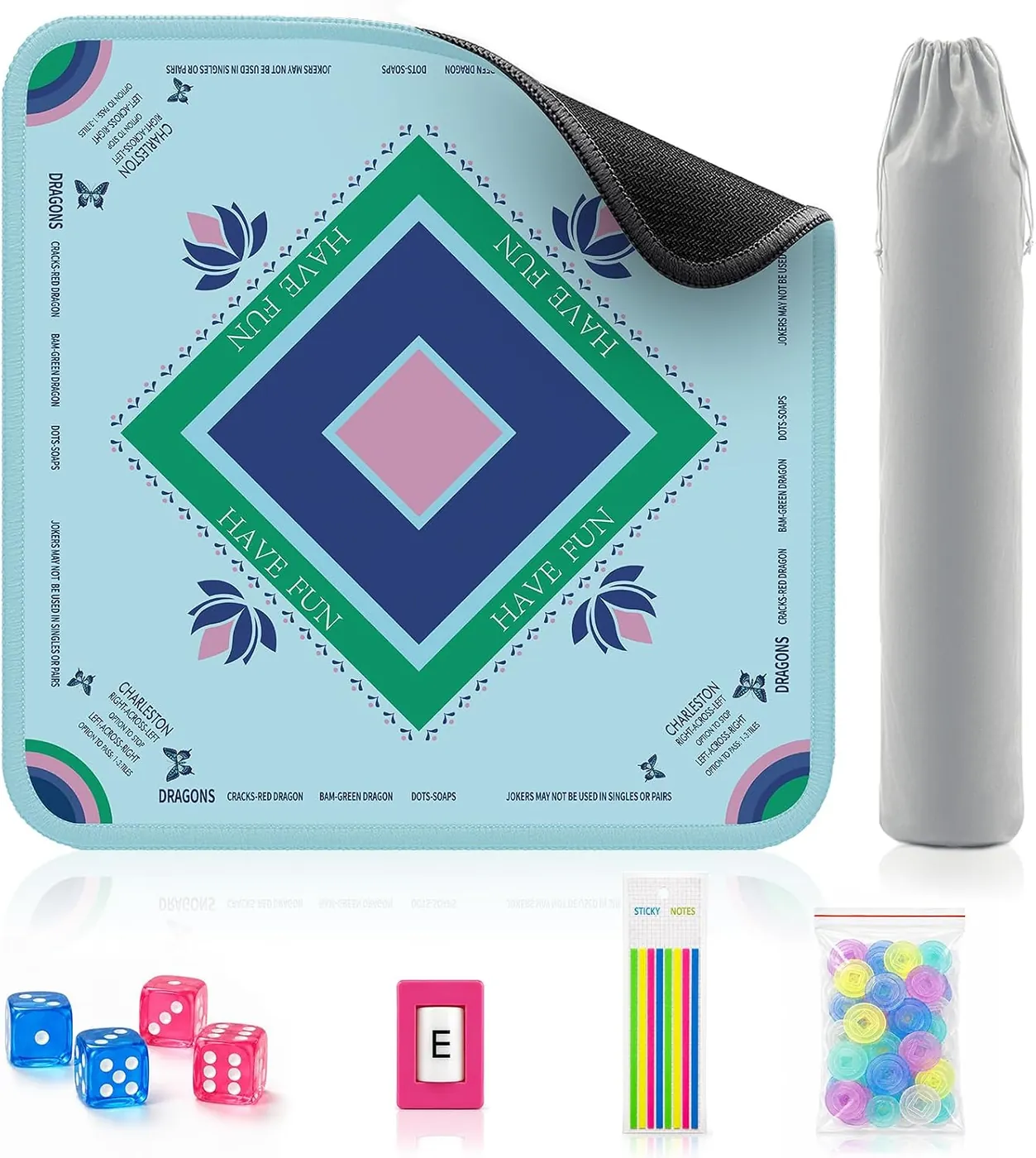 Complete Aqua Mahjong Mat Set