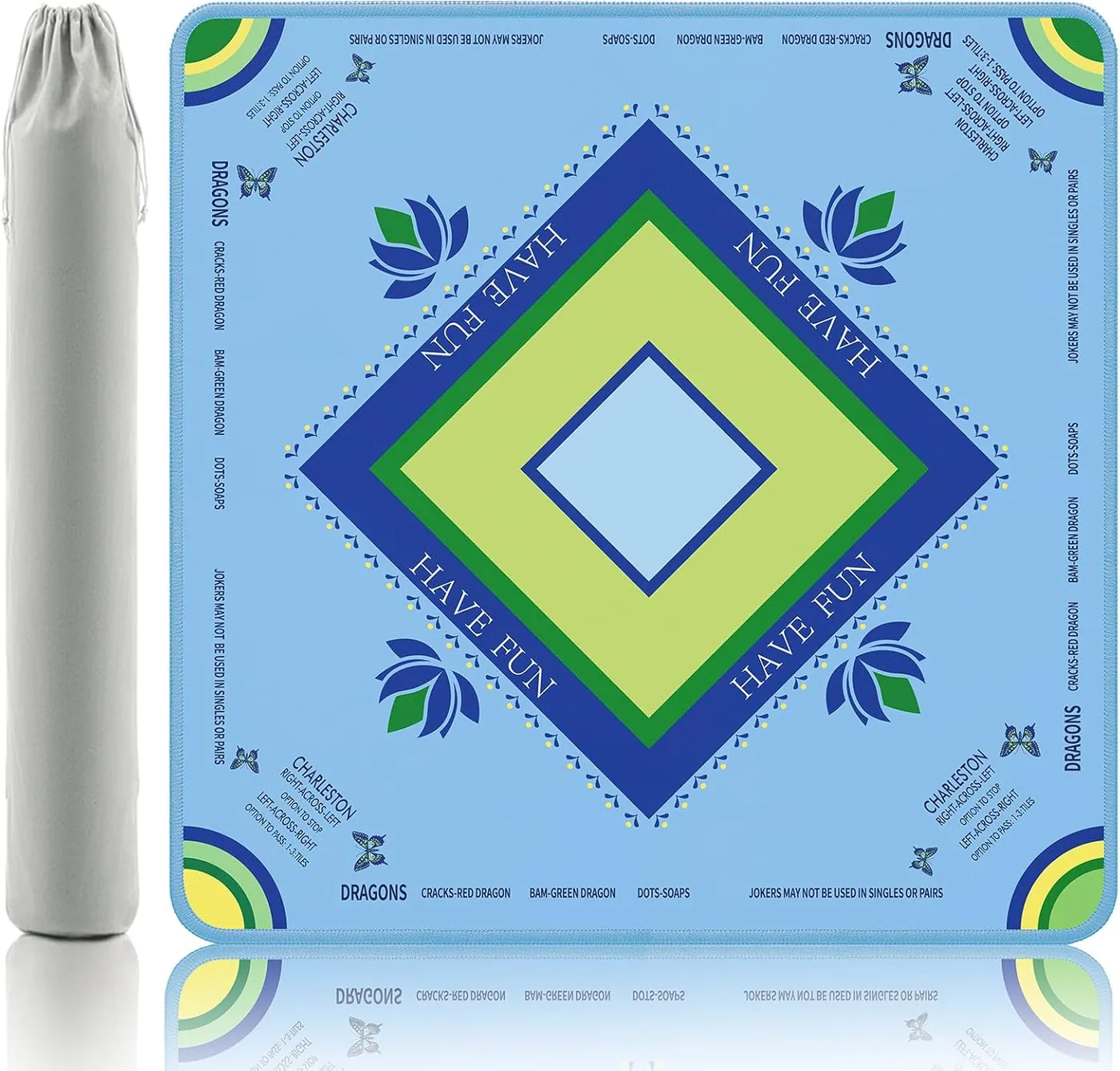 Marine Blue Lotus Mahjong Mat